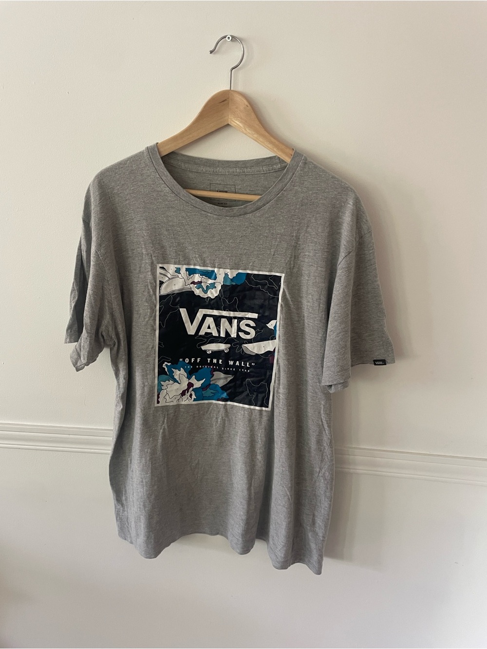 Vans Grey Tee with Blue and White Graphic
